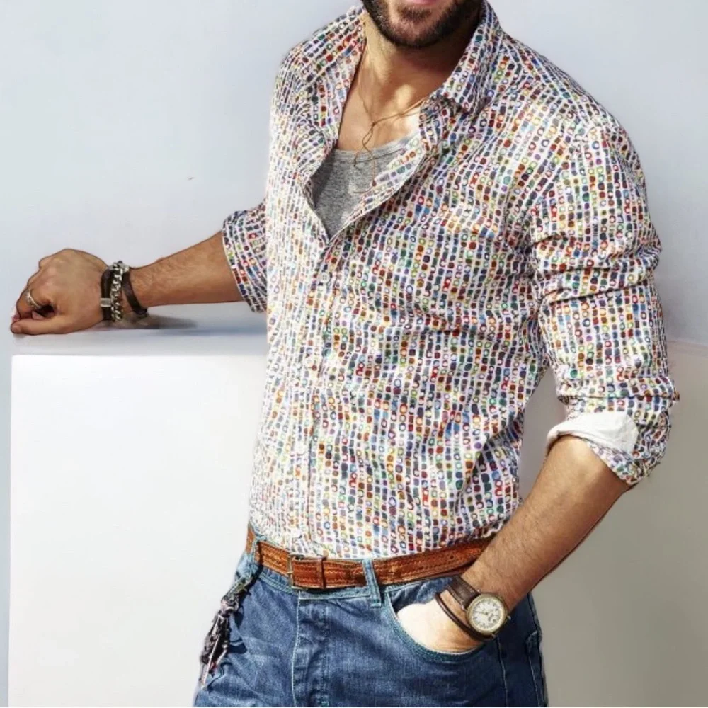 Desigual Cromitomi Button-Up Multicolored Circle Patterned Shirt  | MEDIUM